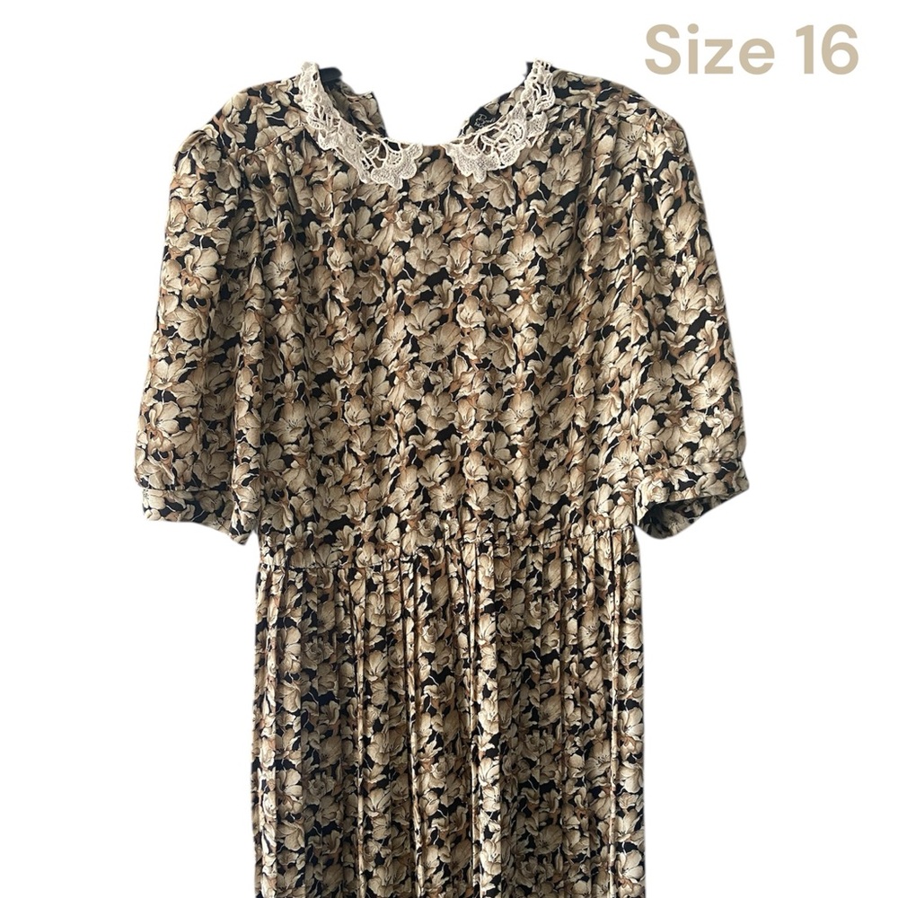 Floral Lace Collar Midi Dress